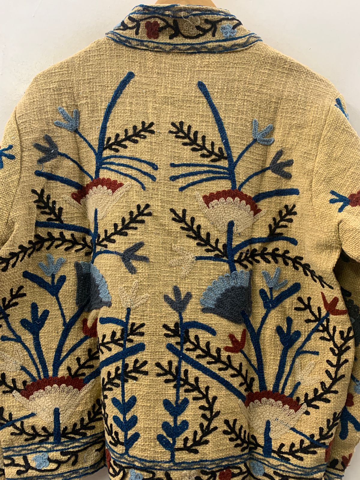 The Saffron Garden — Chainstitch Cotton Jacket — Dusty Mustard & Indigo - Default Title - Zoshak Jacket