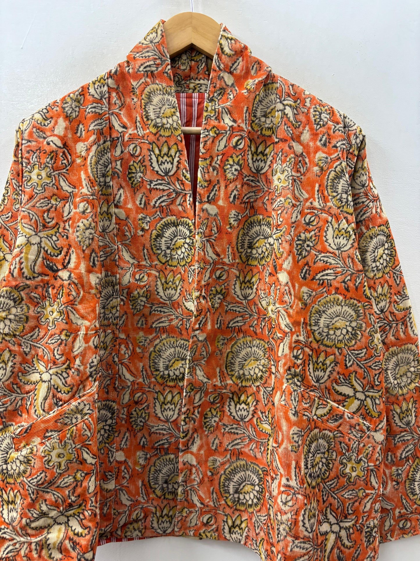 The Marigold Bloom — Hand-Embroidered Corduroy Jacket — Burnt Orange - Default Title - Zoshak Jacket