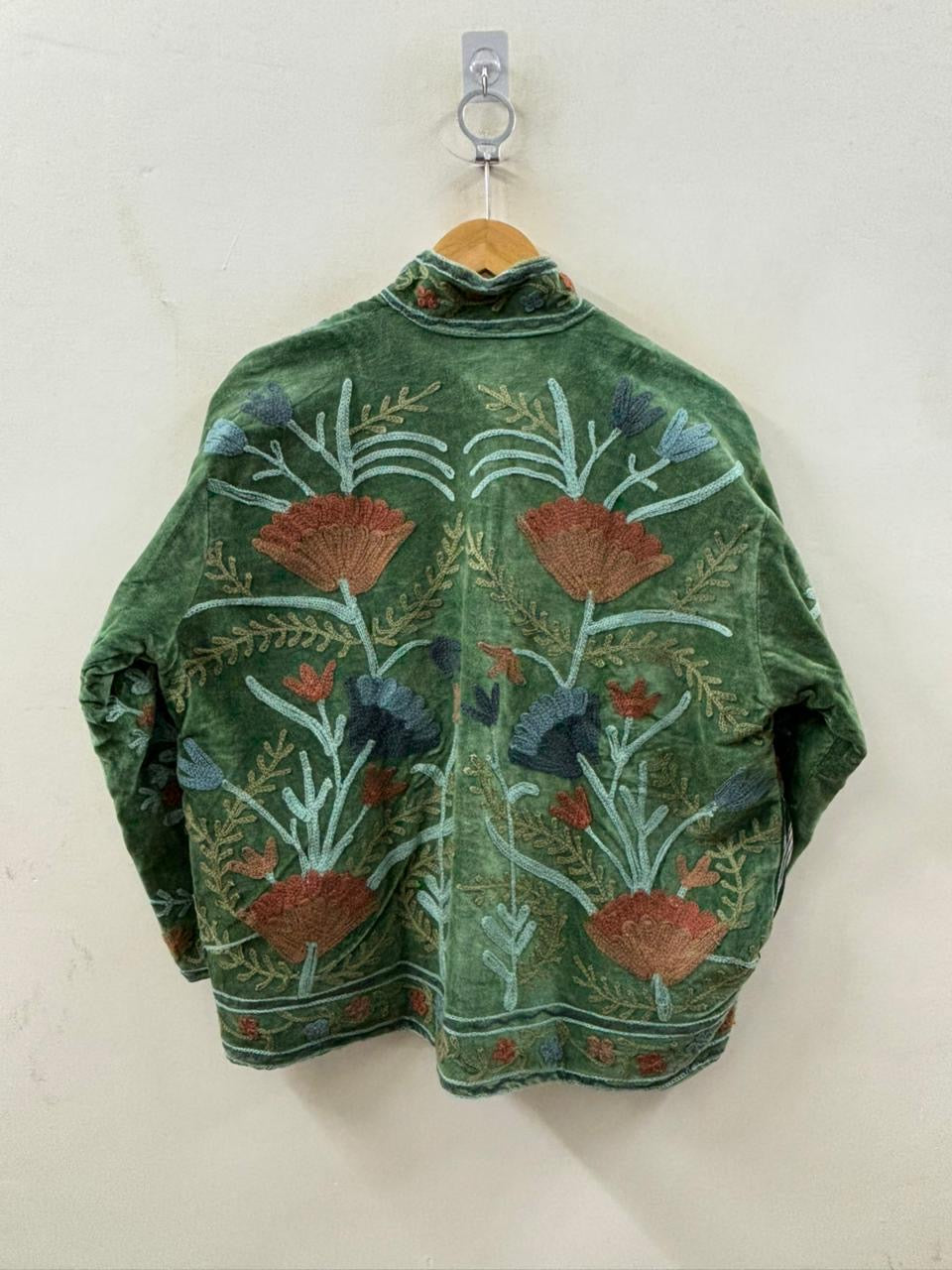 The Gulbadan Forest — Hand Suzani Embroidered Velvet Jacket – Zoshak