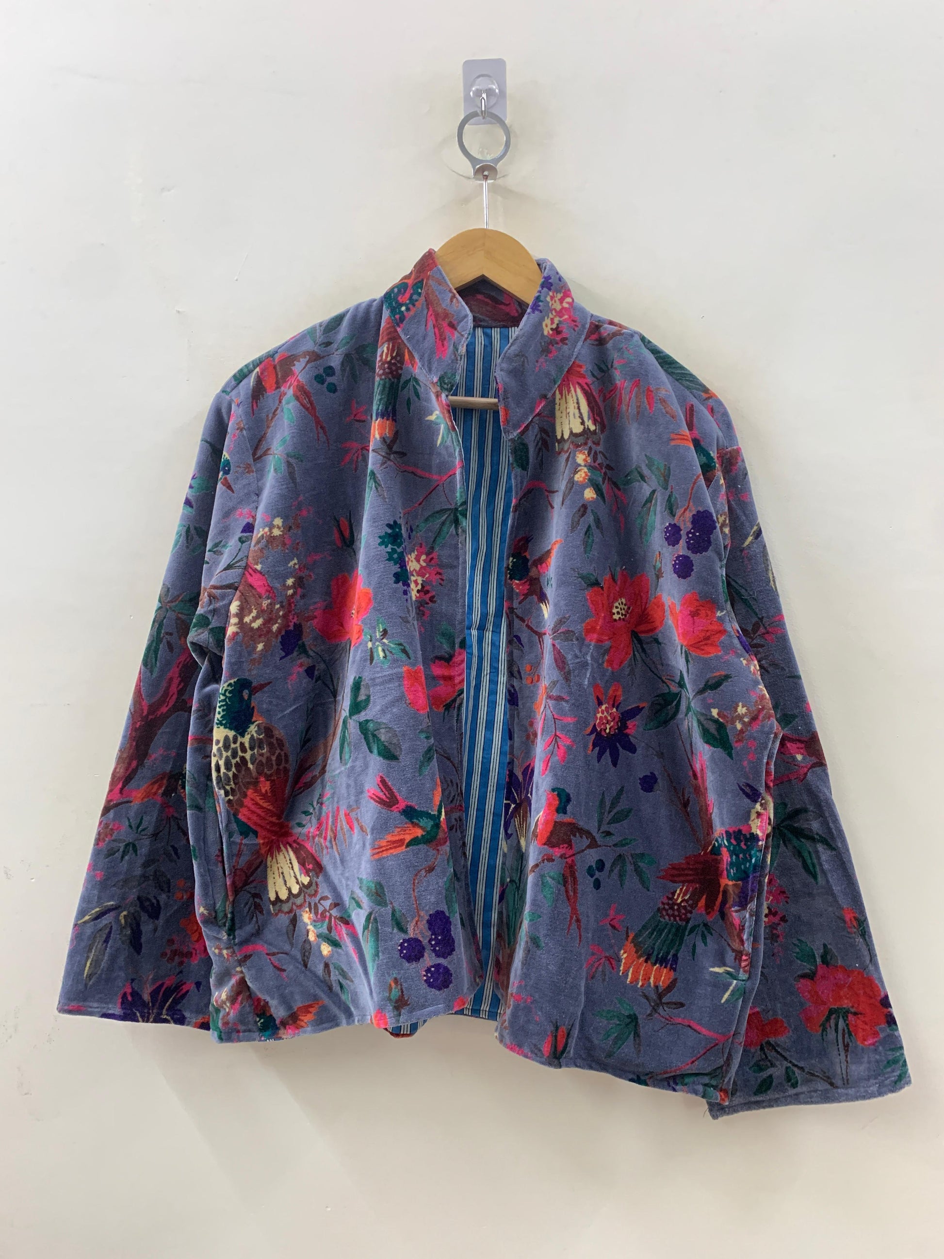 The Paradise Garden — Velvet Printed Jacket — Dusty Periwinkle & Crimson - Default Title - Zoshak Jacket