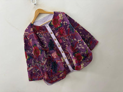 The Violet Garden — Hand Block-Printed Quilted Cotton Jacket - Default Title - Zoshak