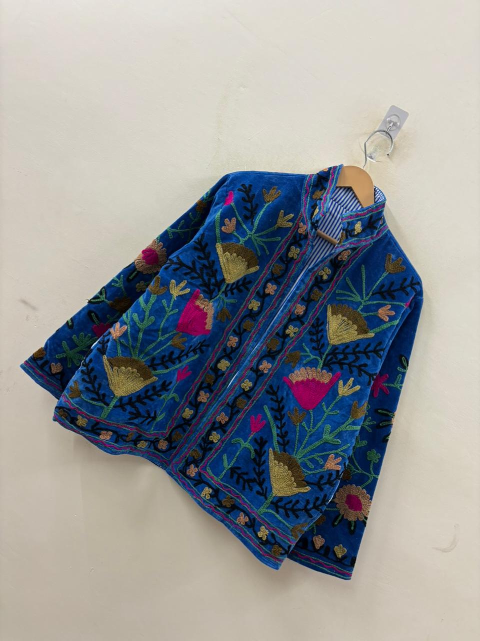 The Garden of Samarkand — Suzani-Embroidered Velvet Jacket — Cobalt Blue - Default Title - Zoshak Jacket