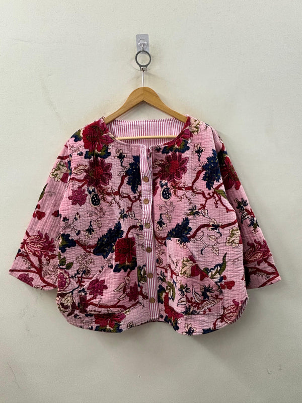 The Blush Garden — Hand Block-Printed Quilted Cotton Jacket - Default Title - Zoshak