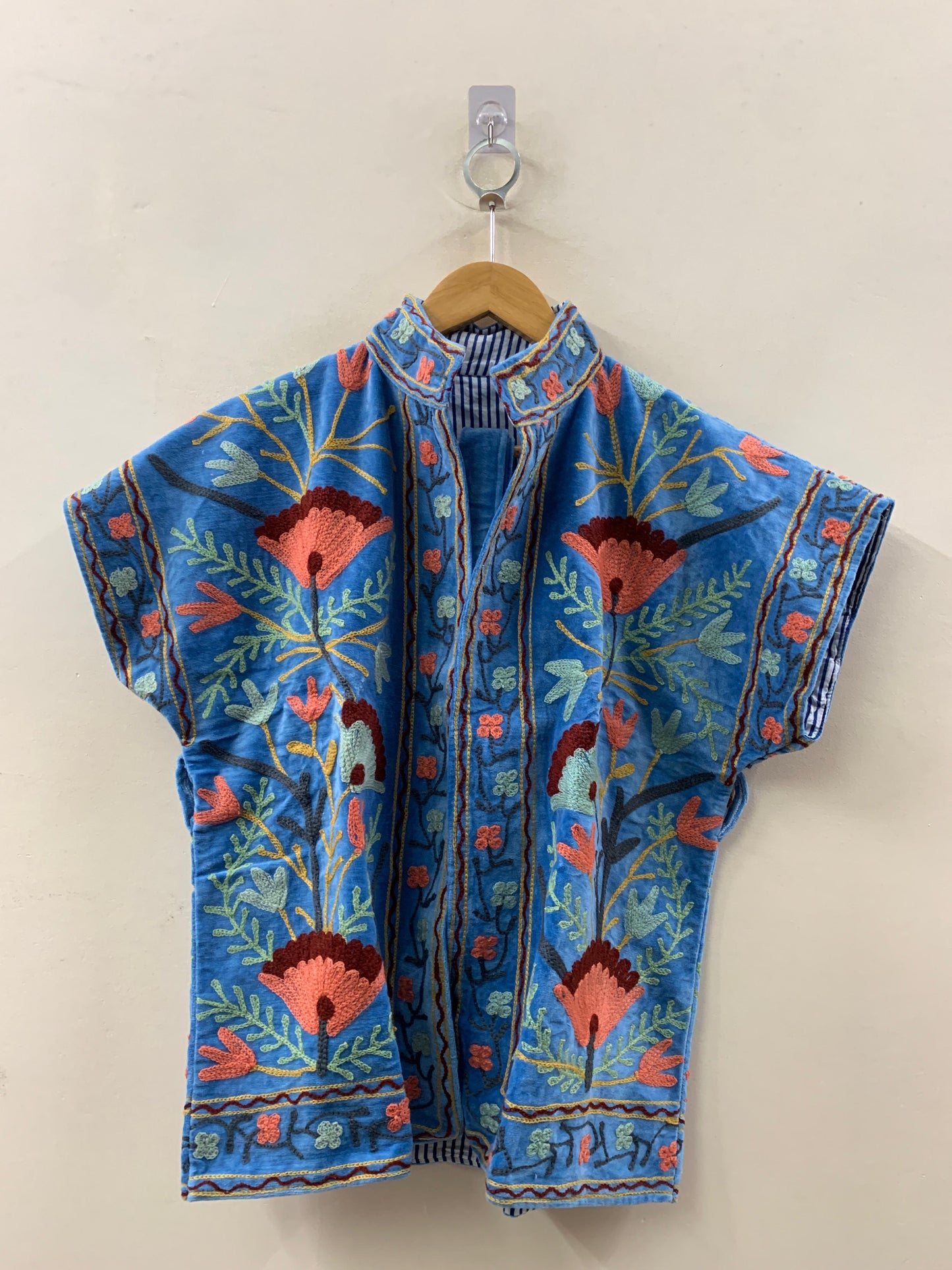 The Indigo Garden — Suzani-Embroidered Velvet Jacket — Cornflower Blue - Default Title - Zoshak Jacket