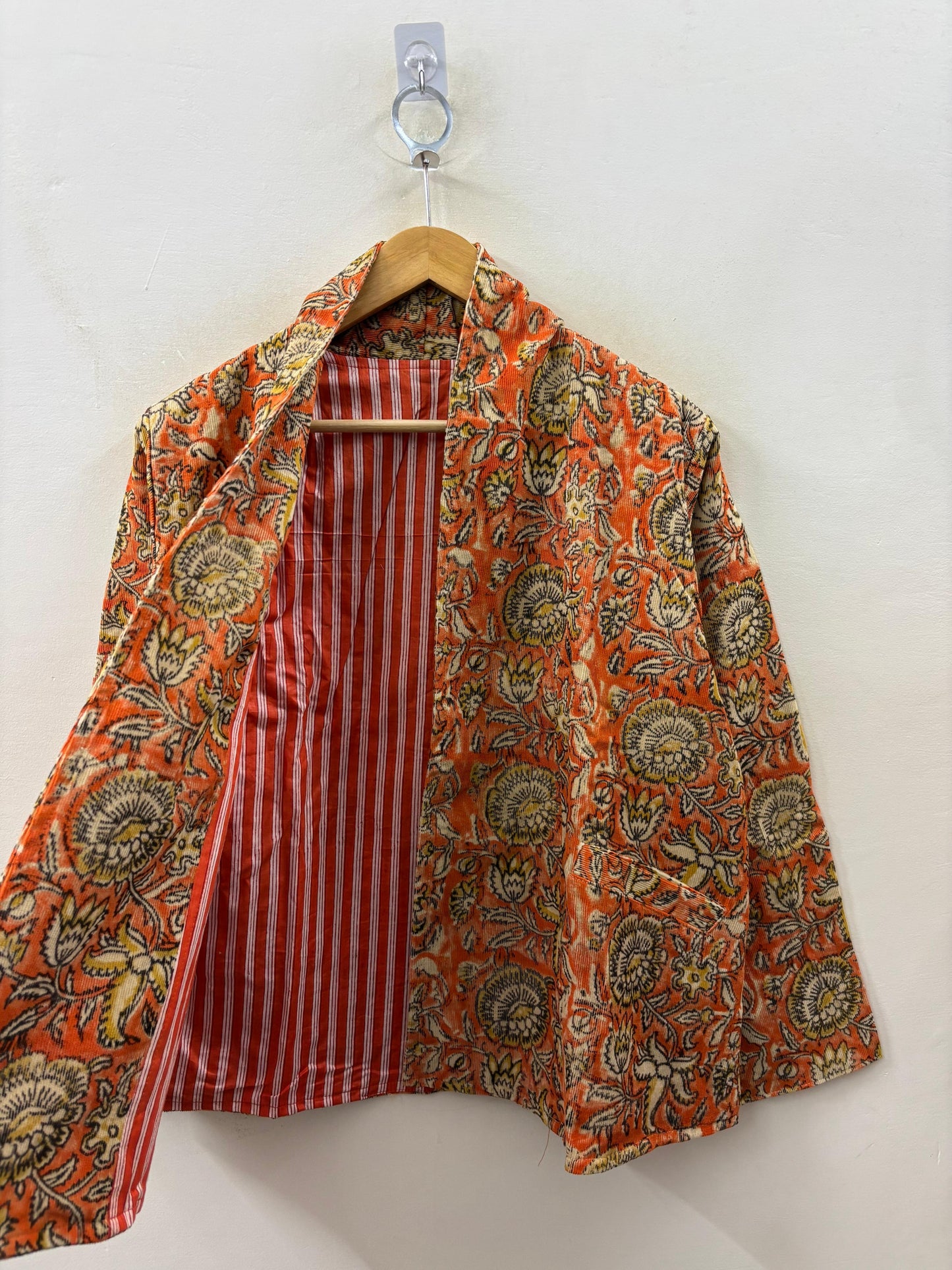 The Marigold Bloom — Hand-Embroidered Corduroy Jacket — Burnt Orange - Default Title - Zoshak Jacket
