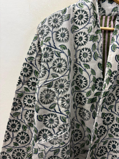 The Daisy Dream — Hand-Embroidered Corduroy Jacket — Cream with Forest Florals - Default Title - Zoshak Jacket