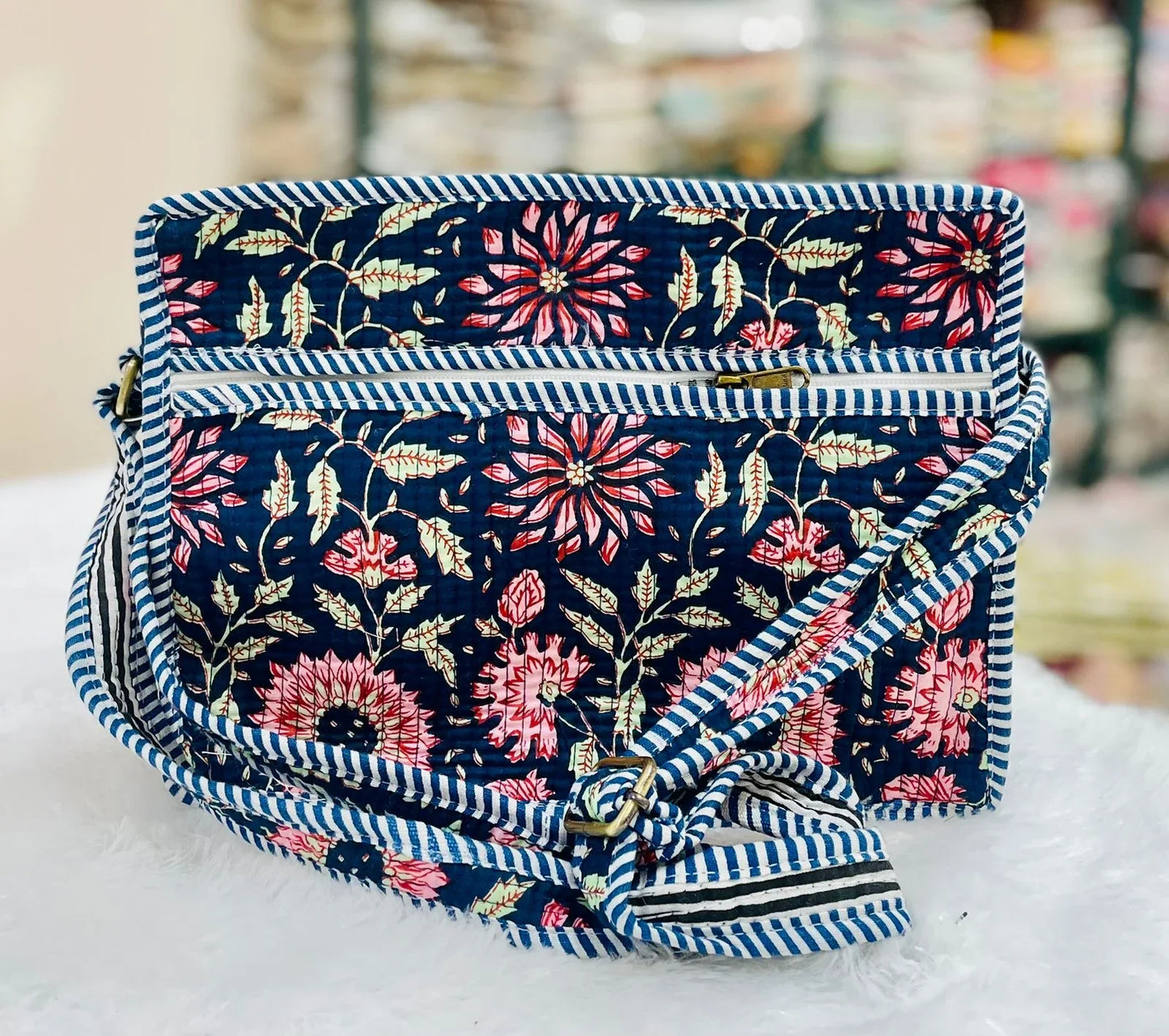 The Lotus Sling - Navy Red Floral - Zoshak
