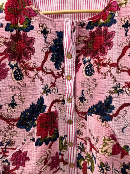 The Blush Garden — Hand Block-Printed Quilted Cotton Jacket - Default Title - Zoshak