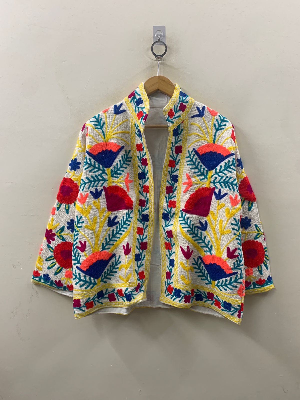 The Poppy Garden — Suzani-Embroidered Cotton Jacket — Ivory & Wildflower Bloom - Default Title - Zoshak Jacket