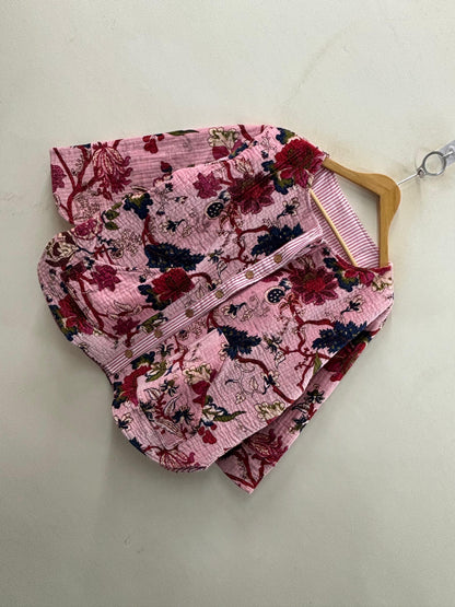 The Blush Garden — Hand Block-Printed Quilted Cotton Jacket - Default Title - Zoshak