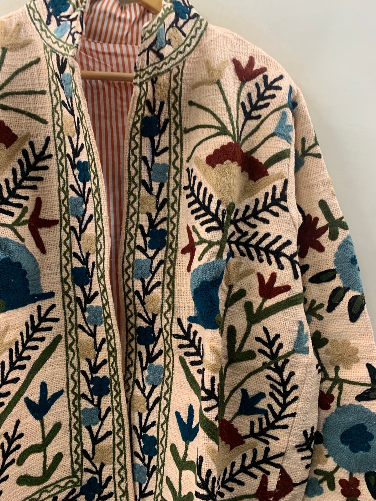The Garden Manuscript — Crewel-Embroidered Cotton Jacket — Ivory & Wildflower Bloom - Default Title - Zoshak Jacket