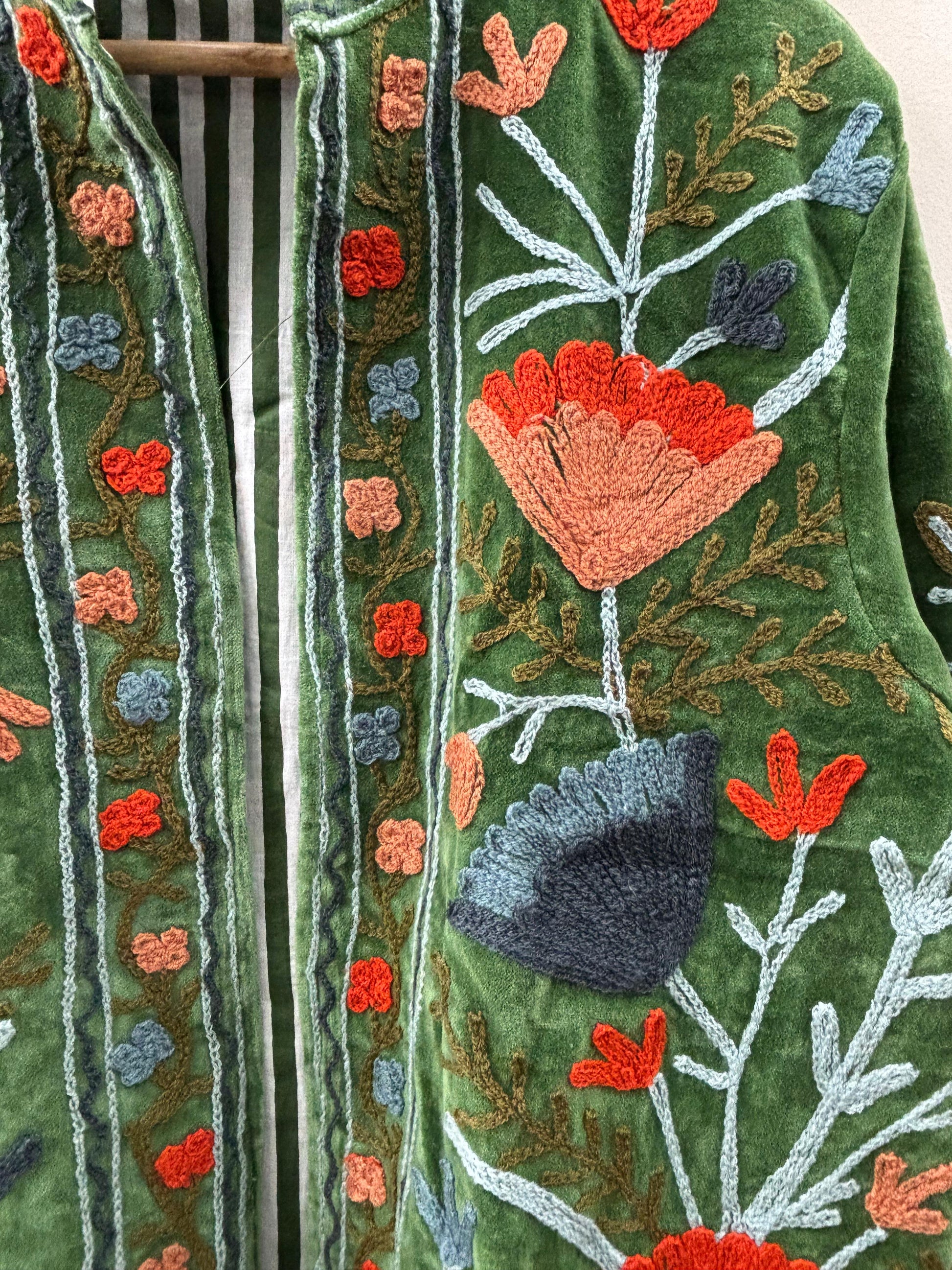 The Gulbadan Forest — Peach Edition · Hand Suzani Embroidered Velvet Jacket - Default Title - Zoshak