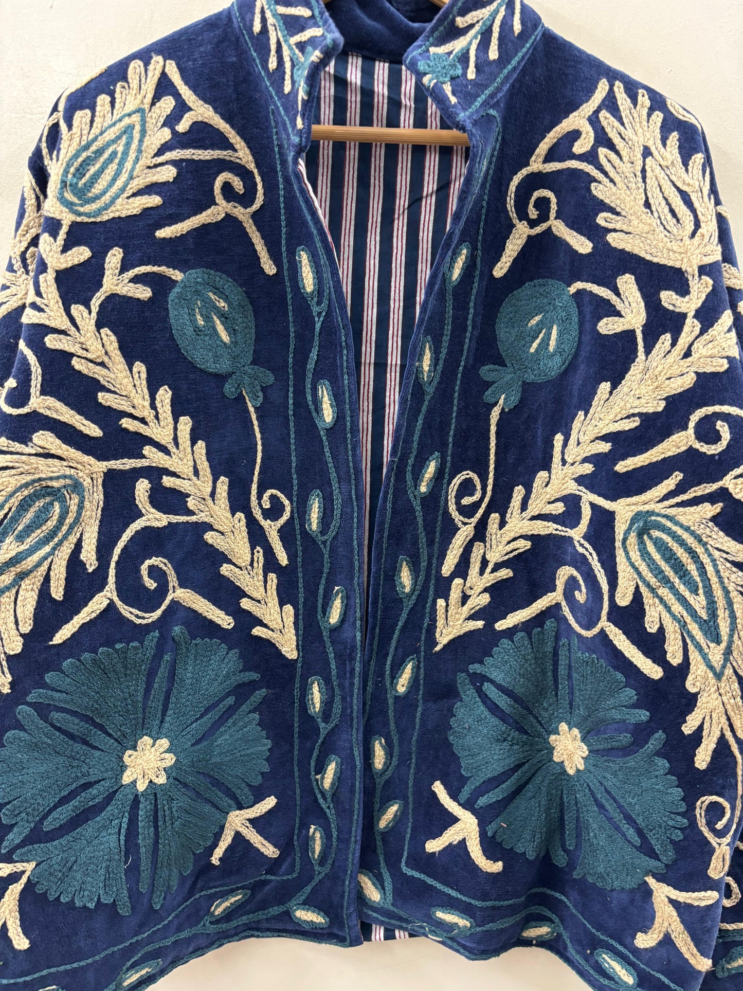 The Gulbadan Midnight — Hand Suzani Embroidered Velvet Jacket - Default Title - Zoshak
