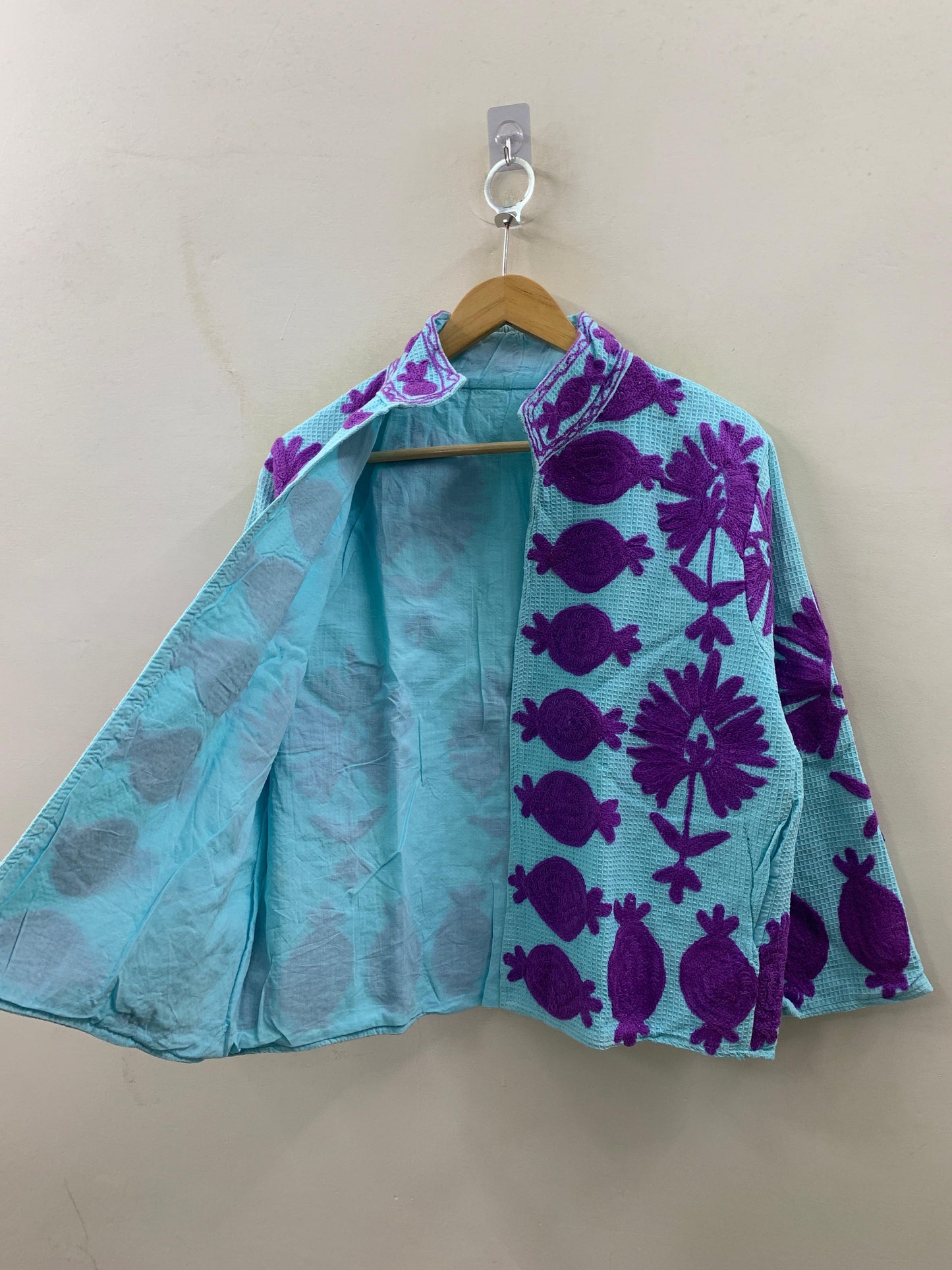 The Aqua Suzani — Violet Edition — Hand-Embroidered Waffle Cotton Jacket - Default Title - Zoshak