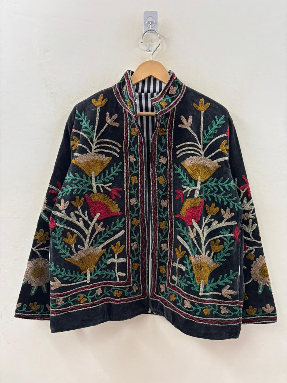 The Midnight Garden — Suzani Velvet Jacket — Charcoal Black - Default Title - Zoshak Jacket