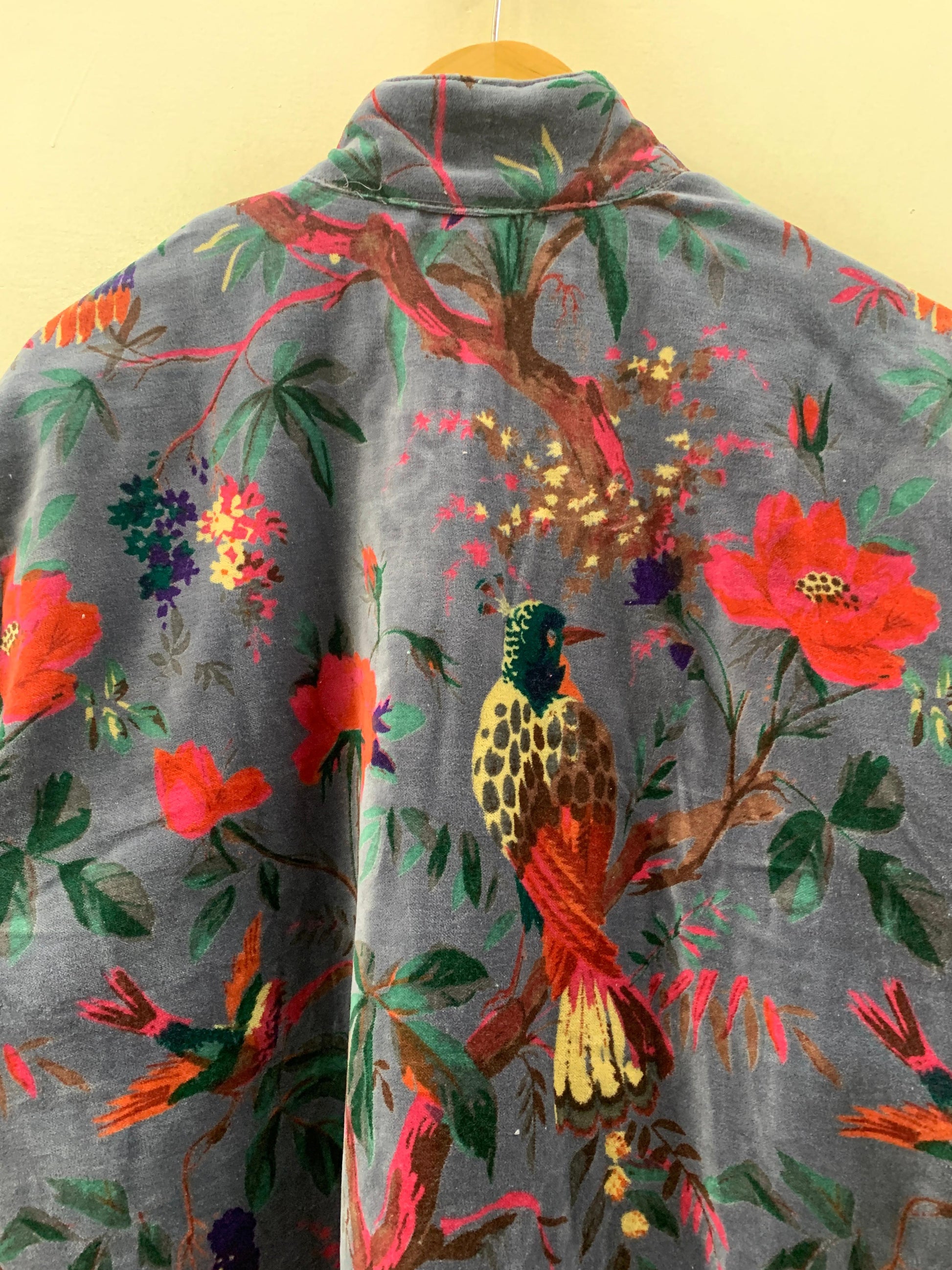 The Paradise Garden — Velvet Printed Jacket — Dusty Periwinkle & Crimson - Default Title - Zoshak Jacket
