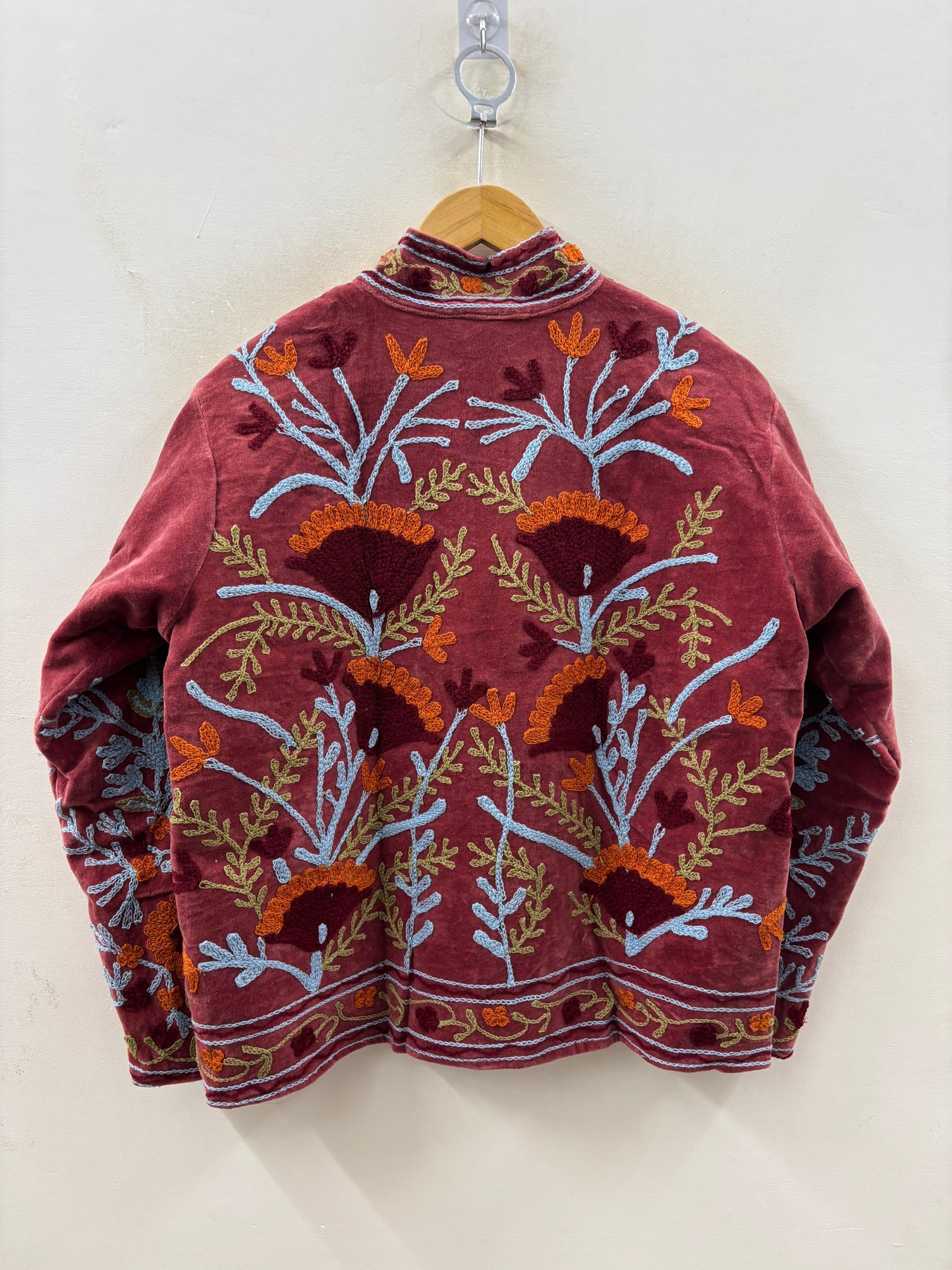 The Poppy Garden — Suzani Hand-Embroidered Velvet Jacket — Antique Rose & Marigold - Default Title - Zoshak Jacket
