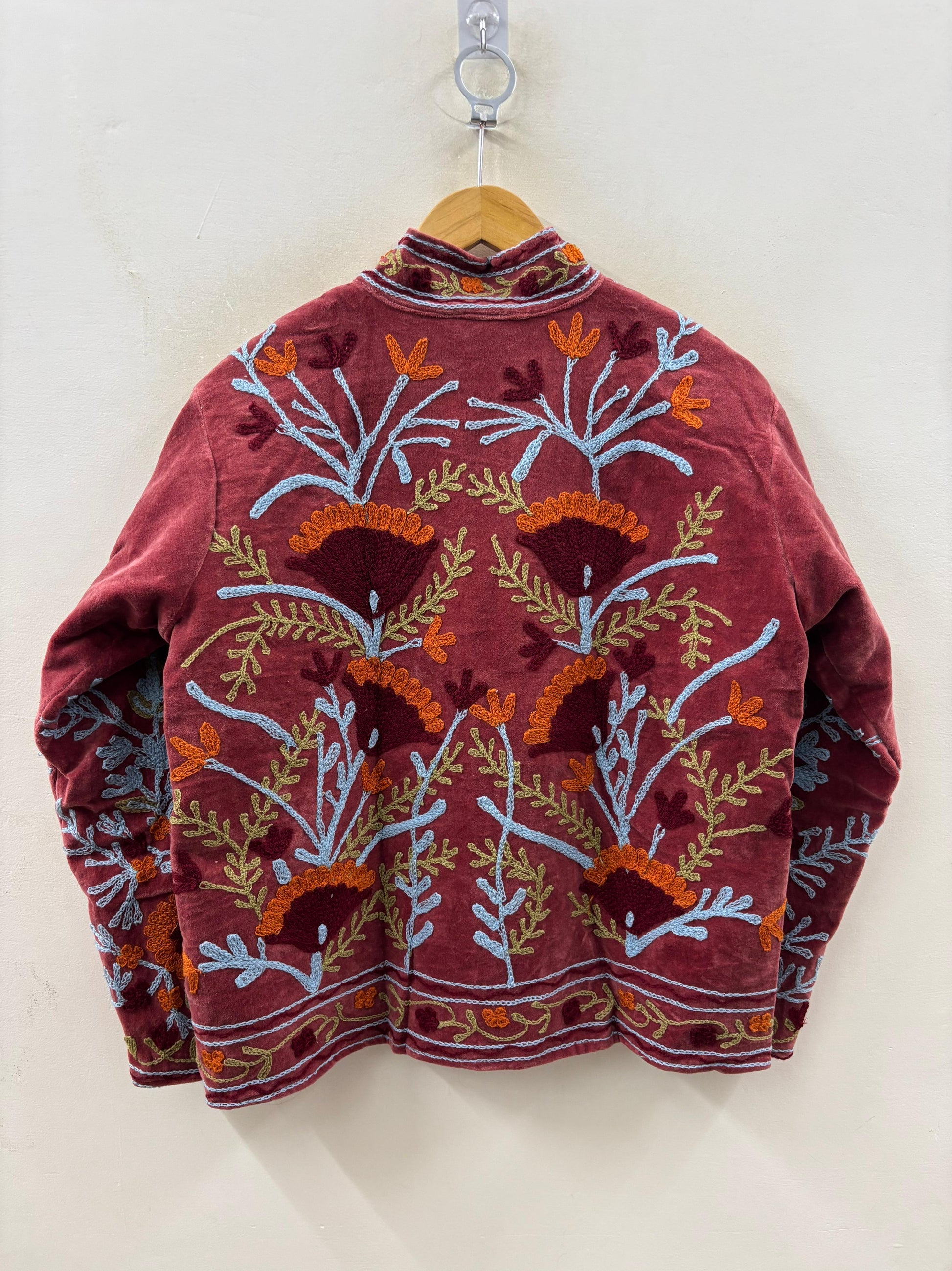 The Poppy Garden — Suzani Hand-Embroidered Velvet Jacket — Antique Rose & Marigold - Default Title - Zoshak Jacket