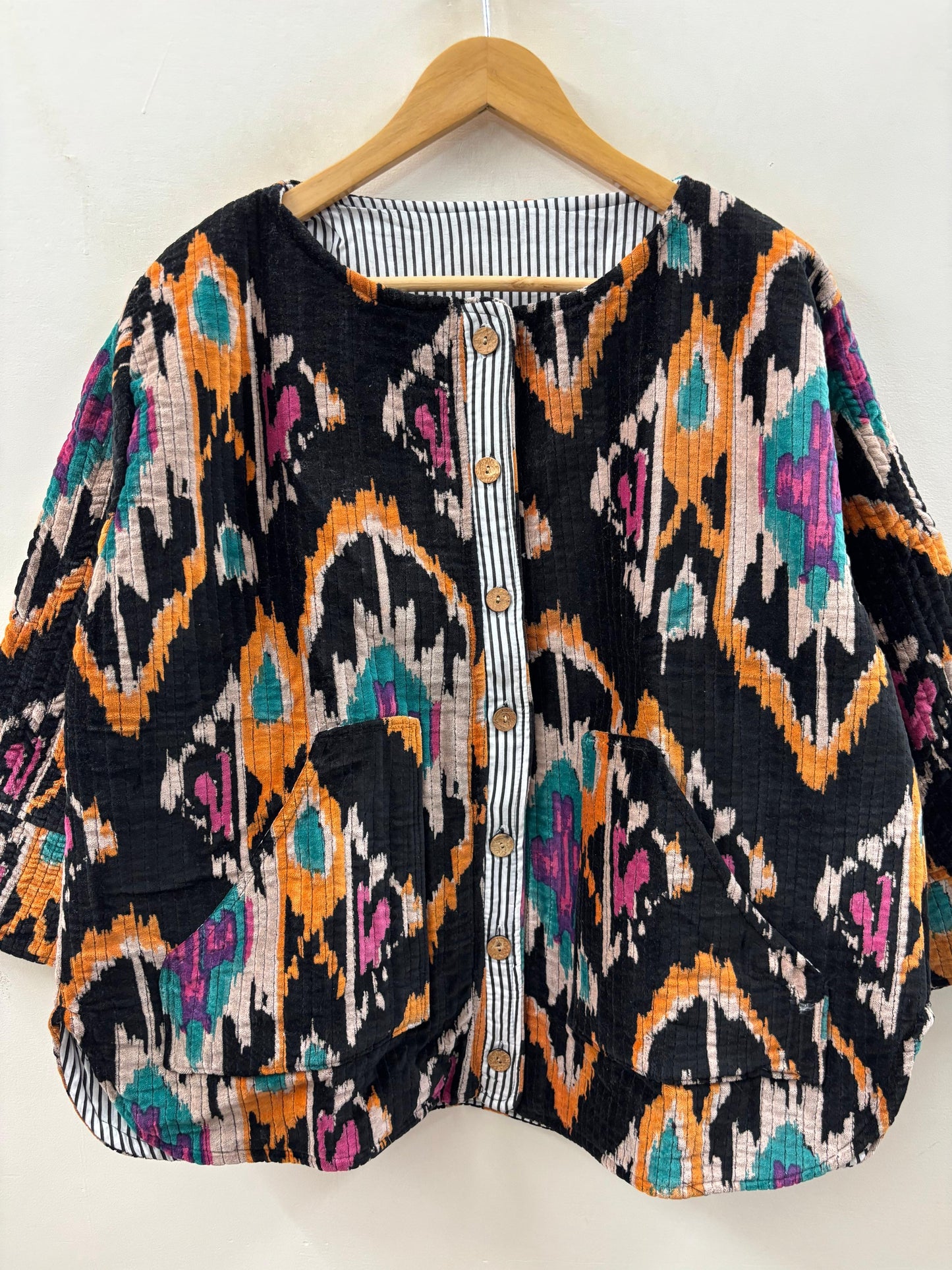 The Ikat Noir — Ikat-Printed Quilted Cotton Jacket - Default Title - Zoshak