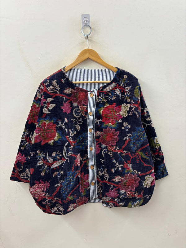 The Midnight Garden — Hand Block-Printed Quilted Cotton Jacket - Default Title - Zoshak