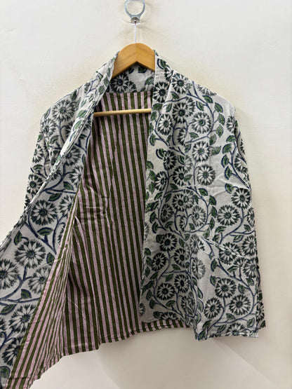 The Daisy Dream — Hand-Embroidered Corduroy Jacket — Cream with Forest Florals - Default Title - Zoshak Jacket