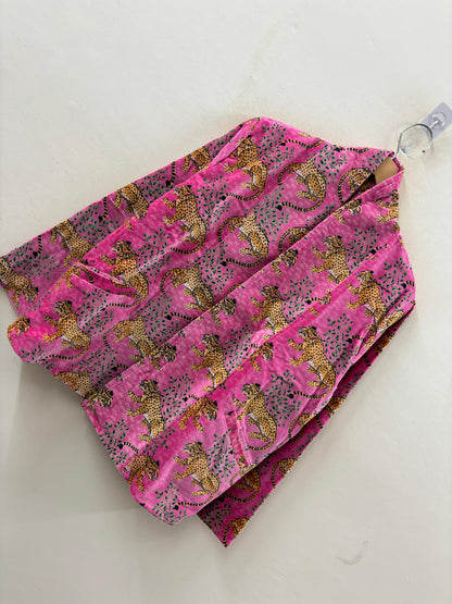 The Leopard Garden — Block Printed Velvet Jacket — Fuchsia Pink - Default Title - Zoshak Jacket