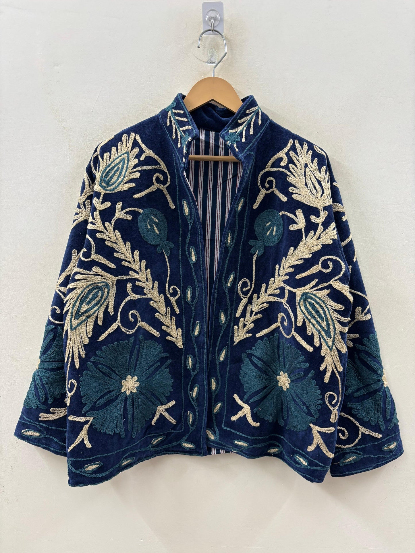 The Gulbadan Midnight — Hand Suzani Embroidered Velvet Jacket - Default Title - Zoshak