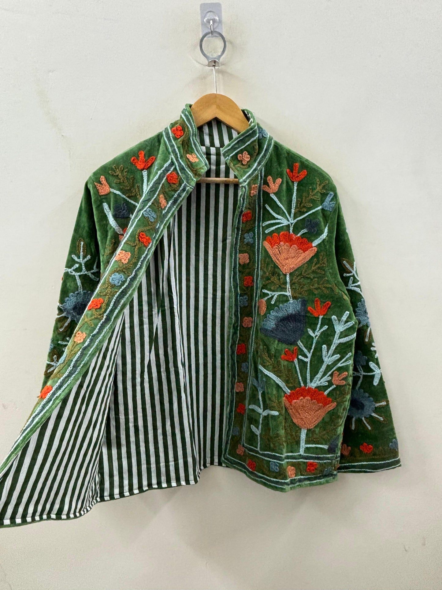 The Gulbadan Forest — Peach Edition · Hand Suzani Embroidered Velvet Jacket - Default Title - Zoshak
