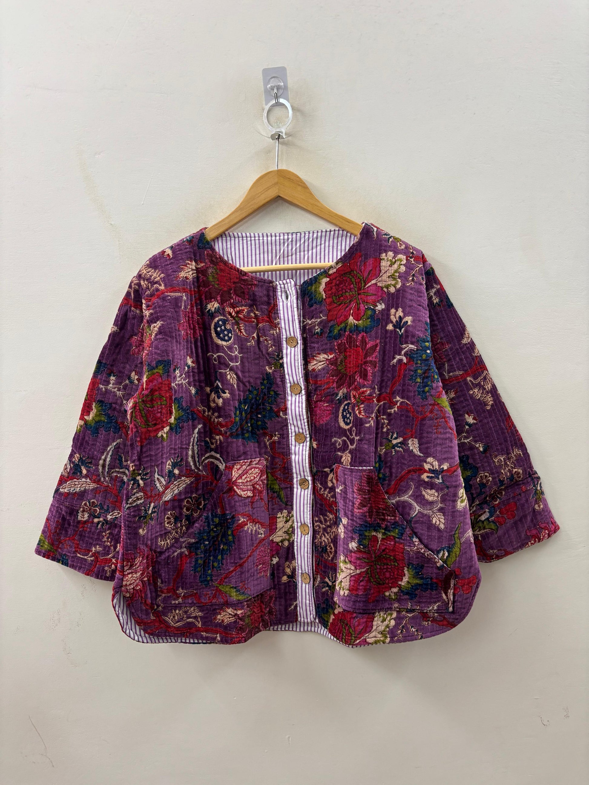 The Violet Garden — Hand Block-Printed Quilted Cotton Jacket - Default Title - Zoshak
