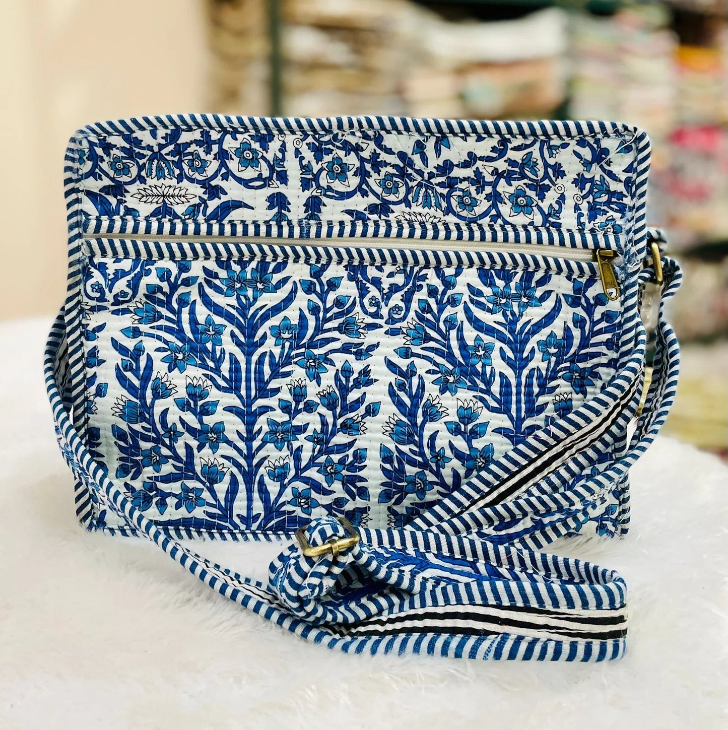 The Lotus Sling - Blue & White Floral - Zoshak