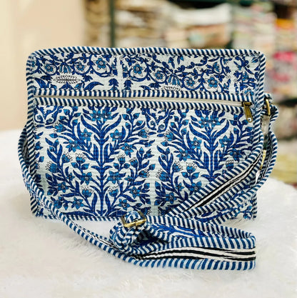 The Lotus Sling - Blue & White Floral - Zoshak