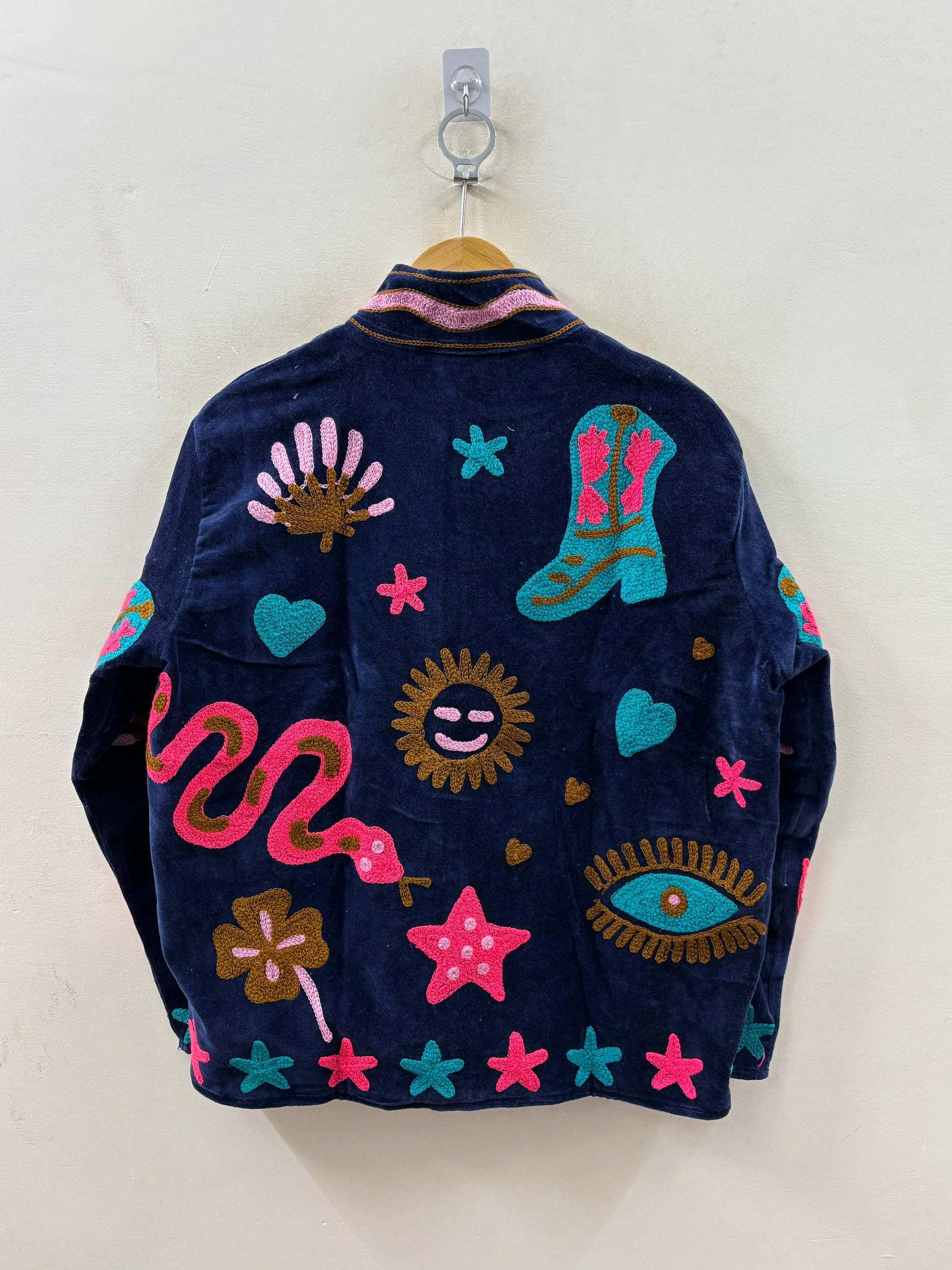 The Nazar — Neon Soul Edition — Hand-Embroidered Navy Velvet Jacket - Default Title - Zoshak
