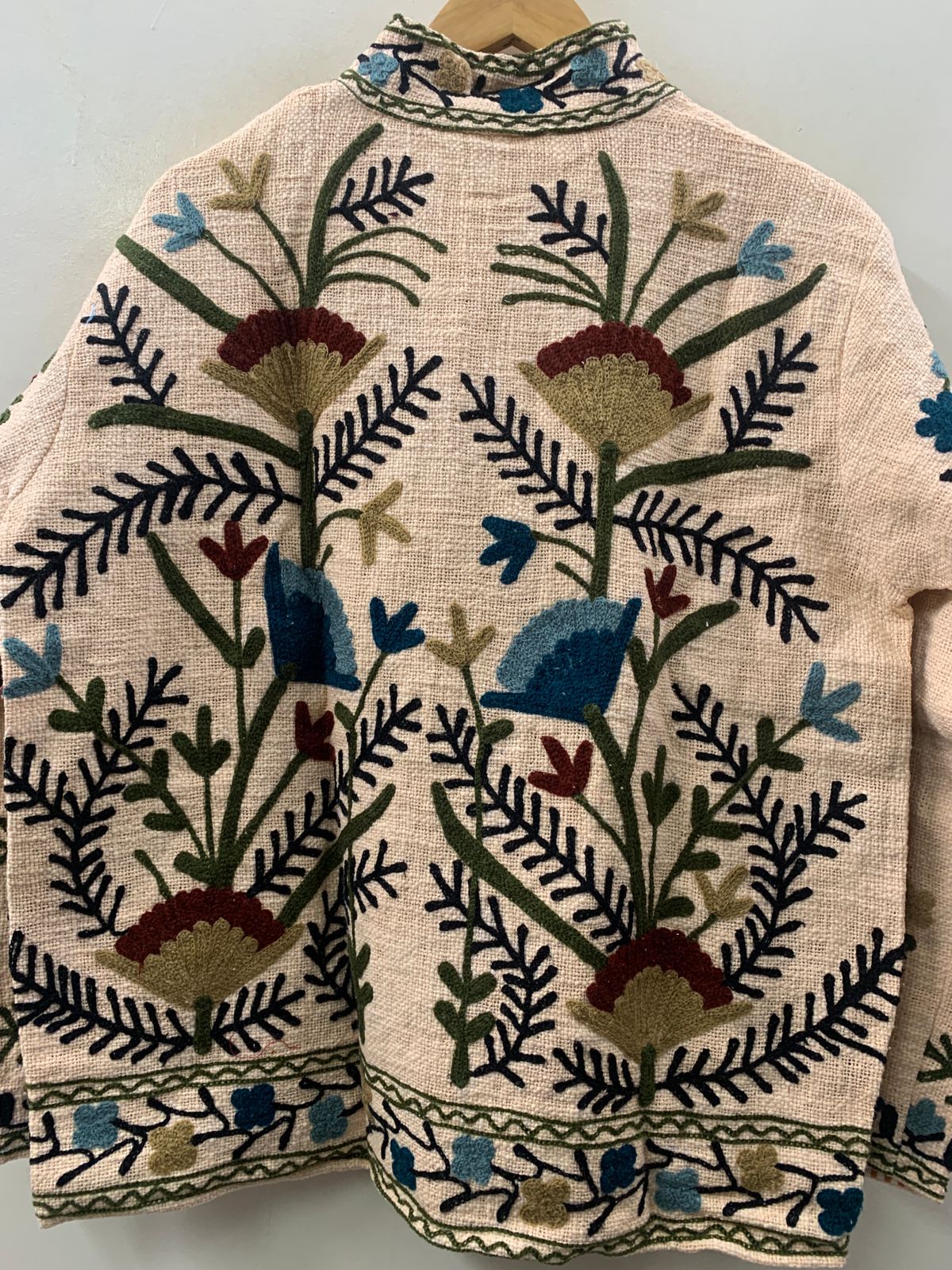 The Garden Manuscript — Crewel-Embroidered Cotton Jacket — Ivory & Wildflower Bloom - Default Title - Zoshak Jacket