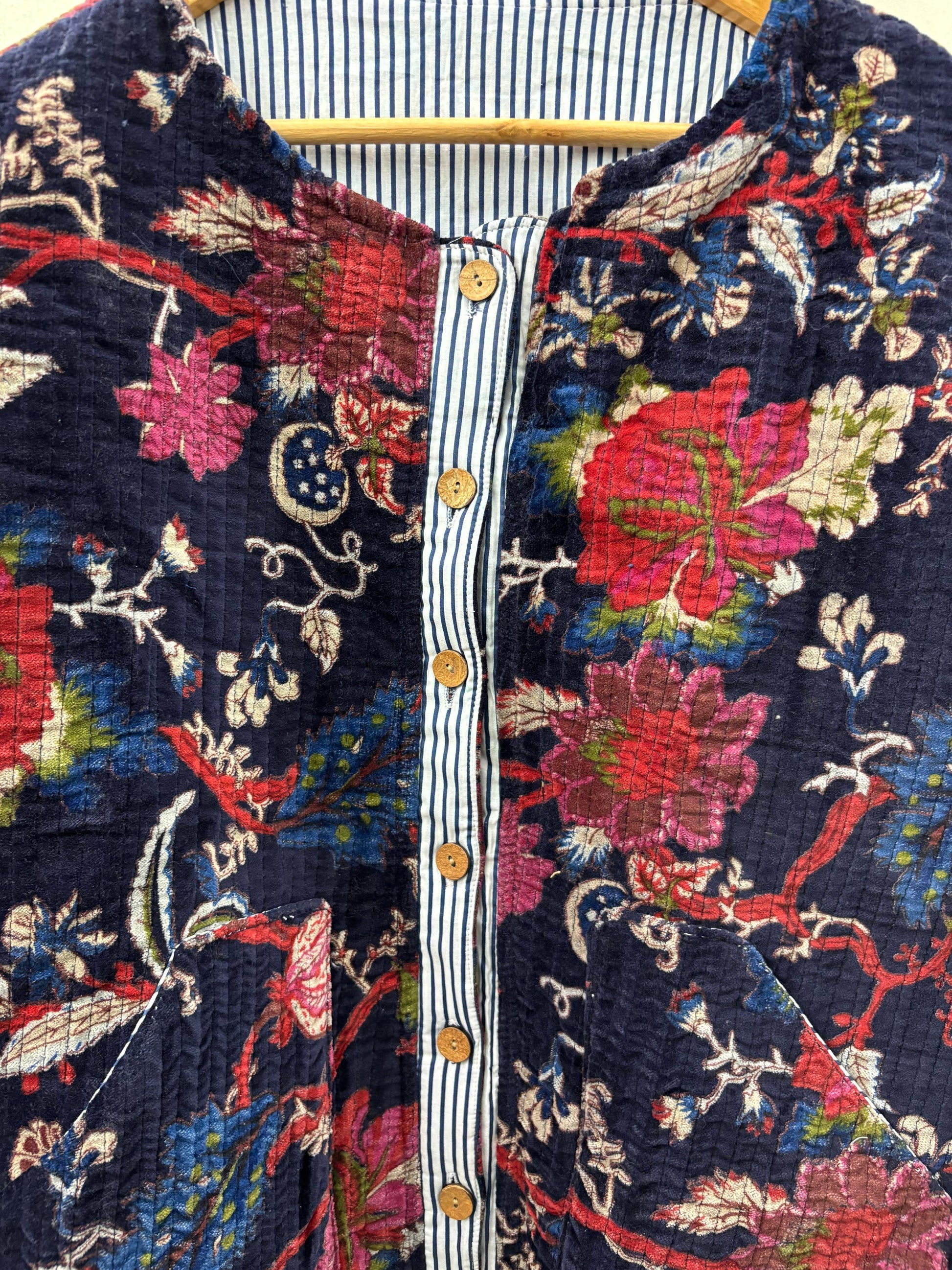 The Midnight Garden — Hand Block-Printed Quilted Cotton Jacket - Default Title - Zoshak
