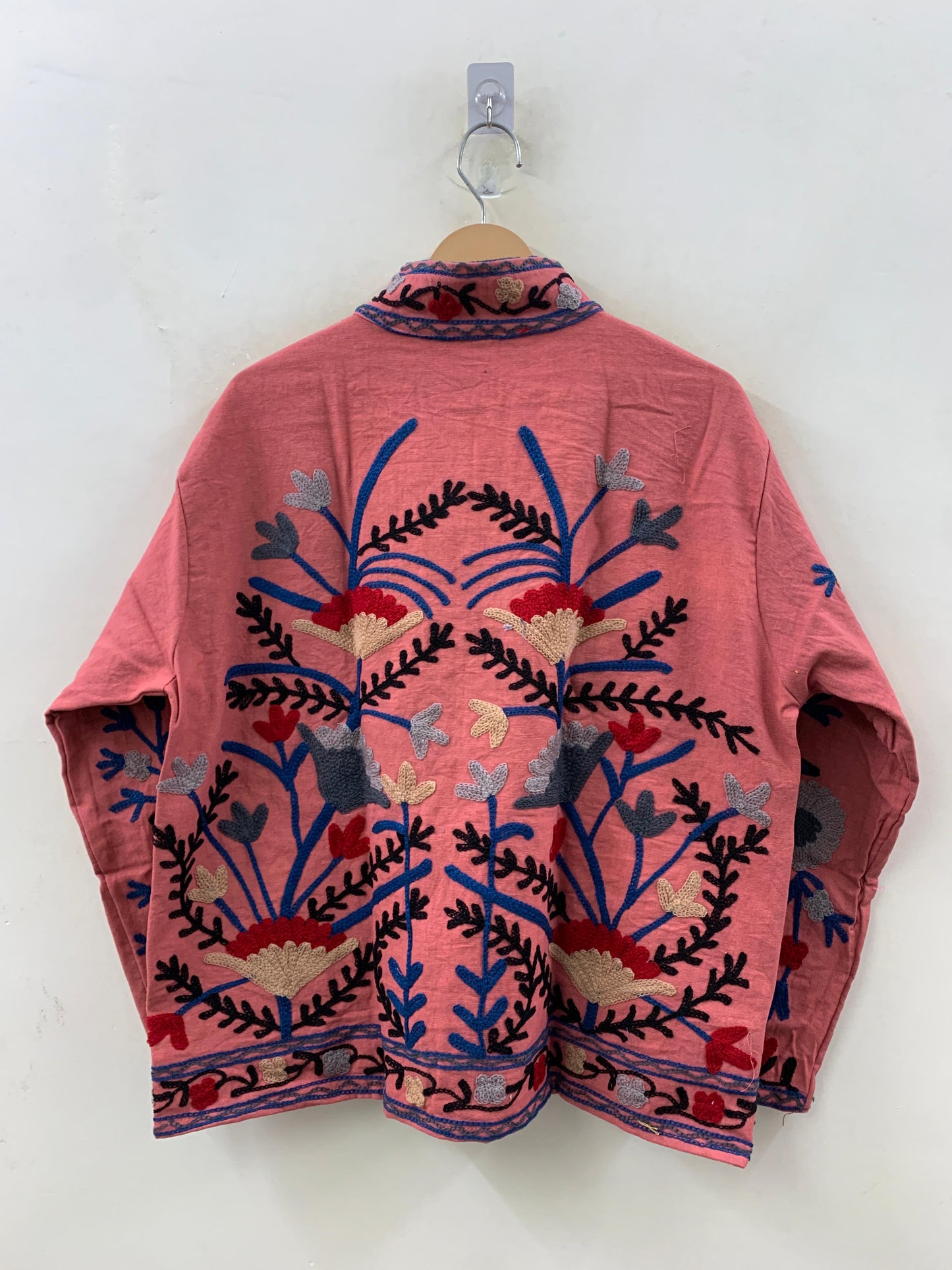 The Rose Garden — Crewel Embroidered Cotton Jacket — Dusty Rose - Default Title - Zoshak Jacket