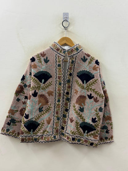 The Forest Floor — Sozni-Style Cotton Jacket — Blush Herringbone with Botanicals - Default Title - Zoshak Jacket