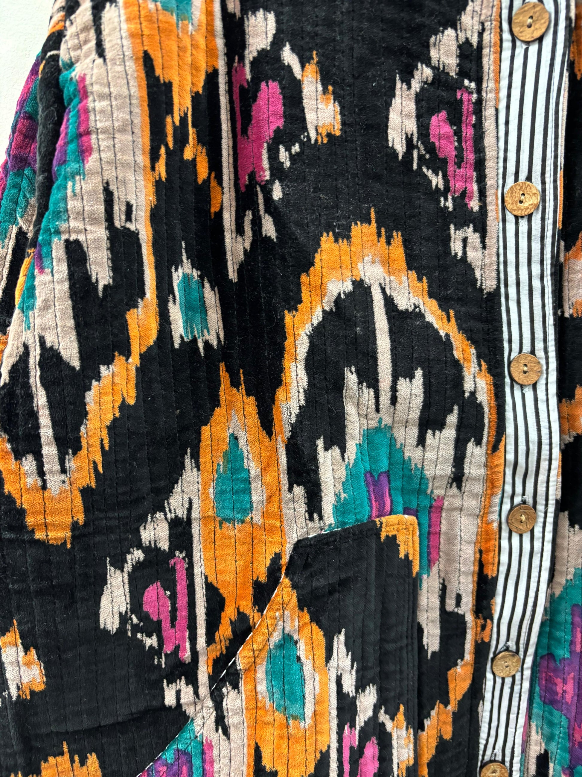 The Ikat Noir — Ikat-Printed Quilted Cotton Jacket - Default Title - Zoshak