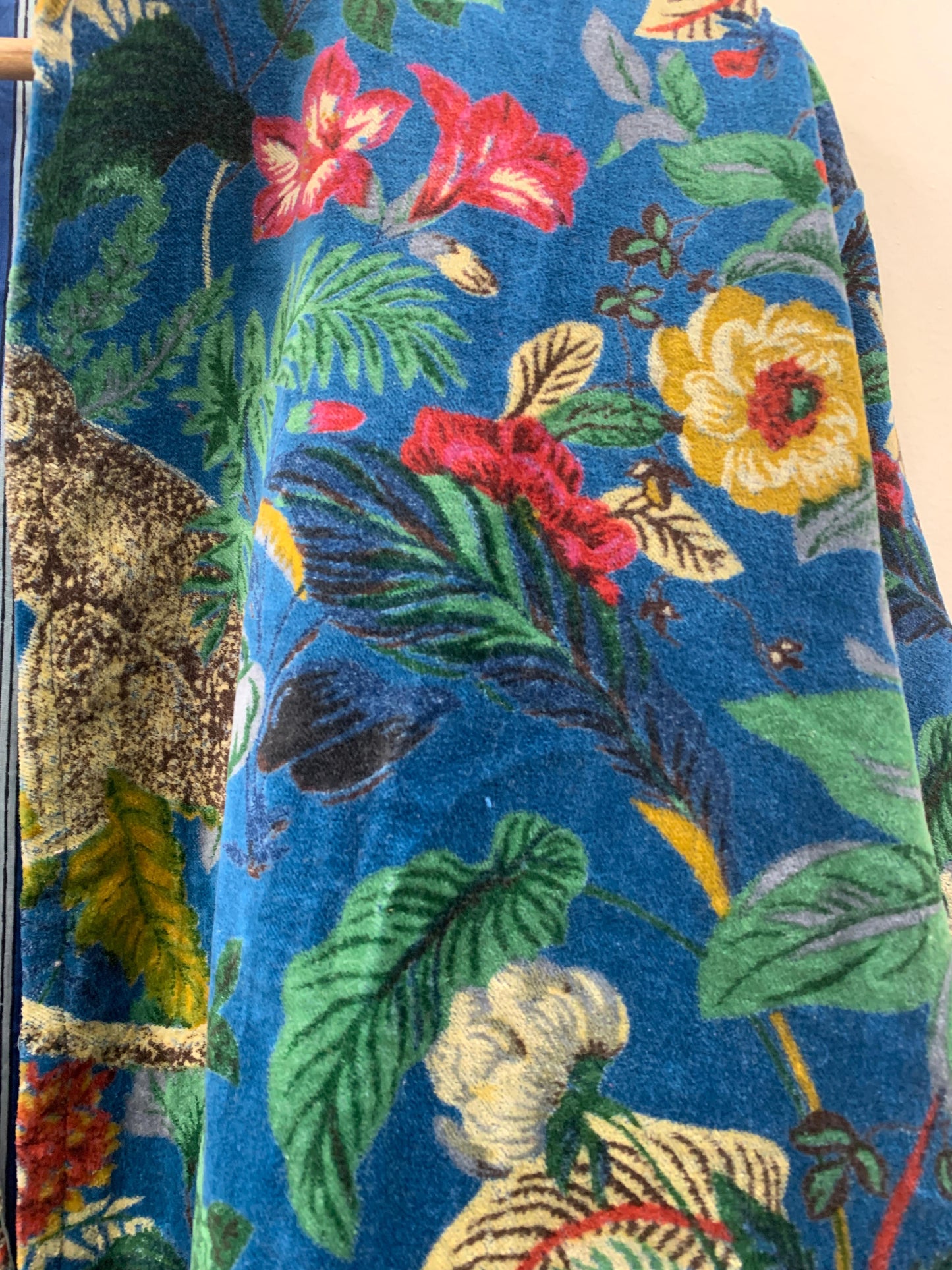 The Jungle Court — Velvet Printed Jacket — Cobalt Blue with Botanical & Monkey Motifs - Default Title - Zoshak Jacket