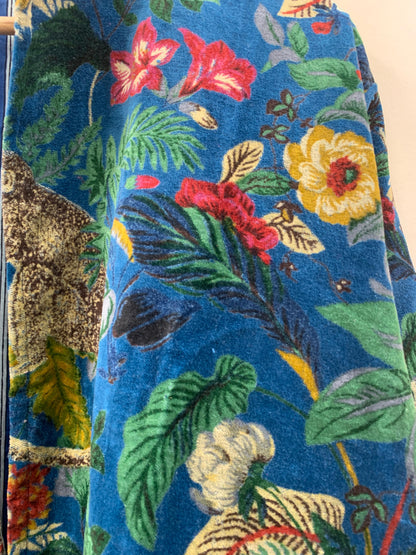 The Jungle Court — Velvet Printed Jacket — Cobalt Blue with Botanical & Monkey Motifs - Default Title - Zoshak Jacket