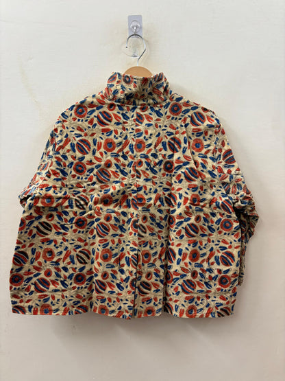The Blooming Garden — Hand-Embroidered Corduroy Jacket — Cream with Red & Indigo Florals - Default Title - Zoshak Jacket