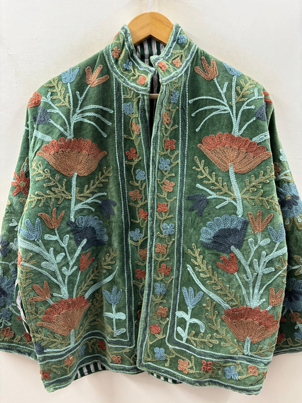 The Gulbadan Forest — Hand Suzani Embroidered Velvet Jacket - Default Title - Zoshak