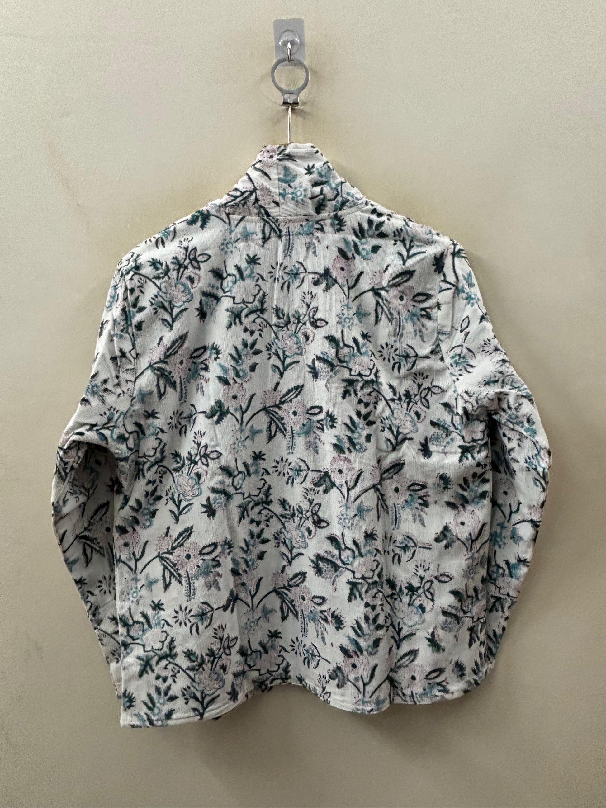 The Wildflower Reverie — Hand-print Corduroy Jacket — Ivory with Black & Teal Florals - Default Title - Zoshak Jacket