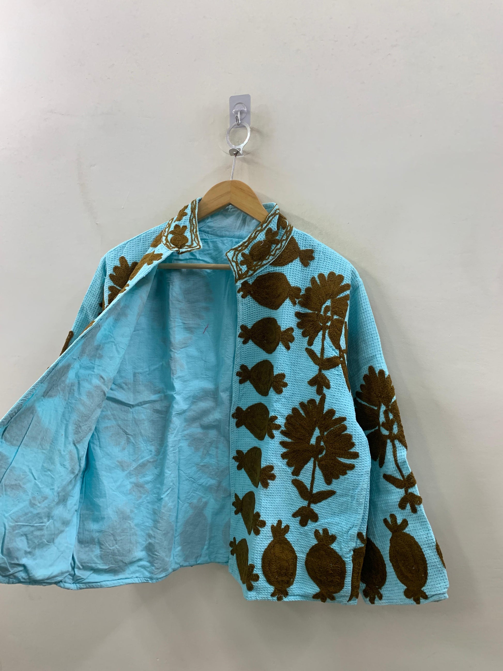 The Aqua Suzani — Amber Edition — Hand-Embroidered Waffle Cotton Jacket - Default Title - Zoshak