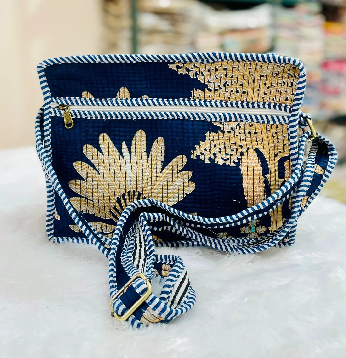 The Lotus Sling - Navy Palm Tree - Zoshak