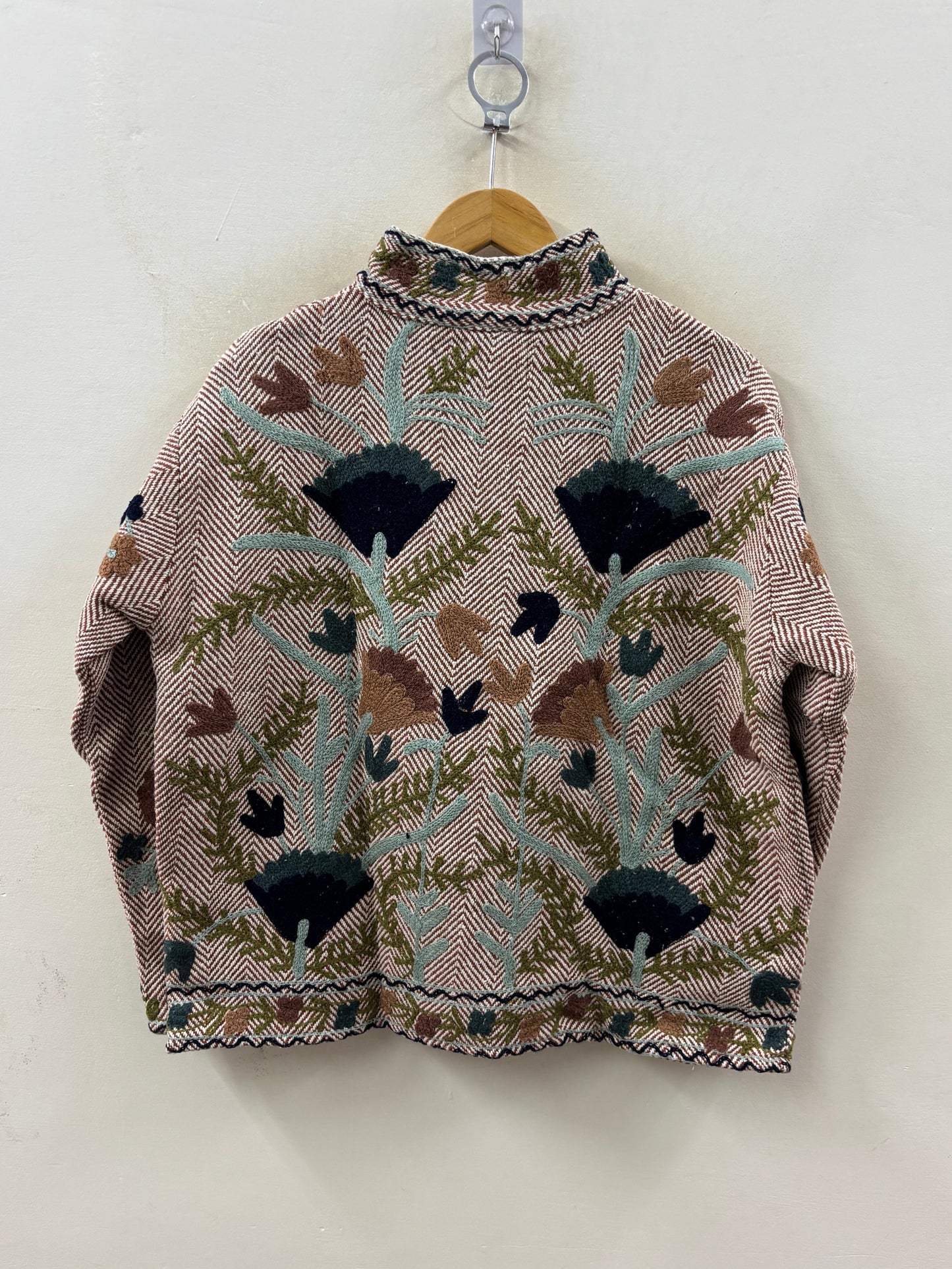 The Forest Floor — Sozni-Style Cotton Jacket — Blush Herringbone with Botanicals - Default Title - Zoshak Jacket