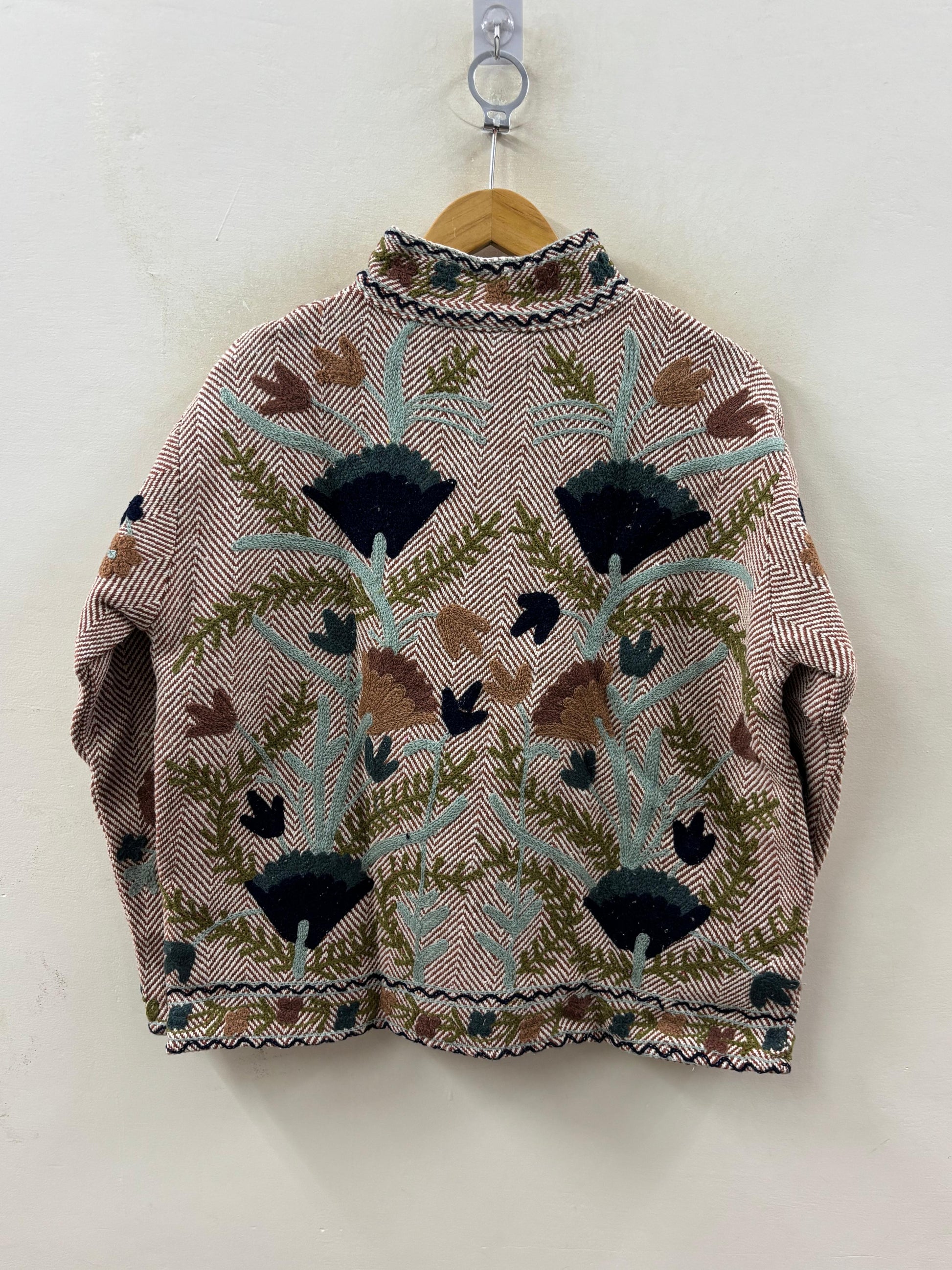 The Forest Floor — Sozni-Style Cotton Jacket — Blush Herringbone with Botanicals - Default Title - Zoshak Jacket