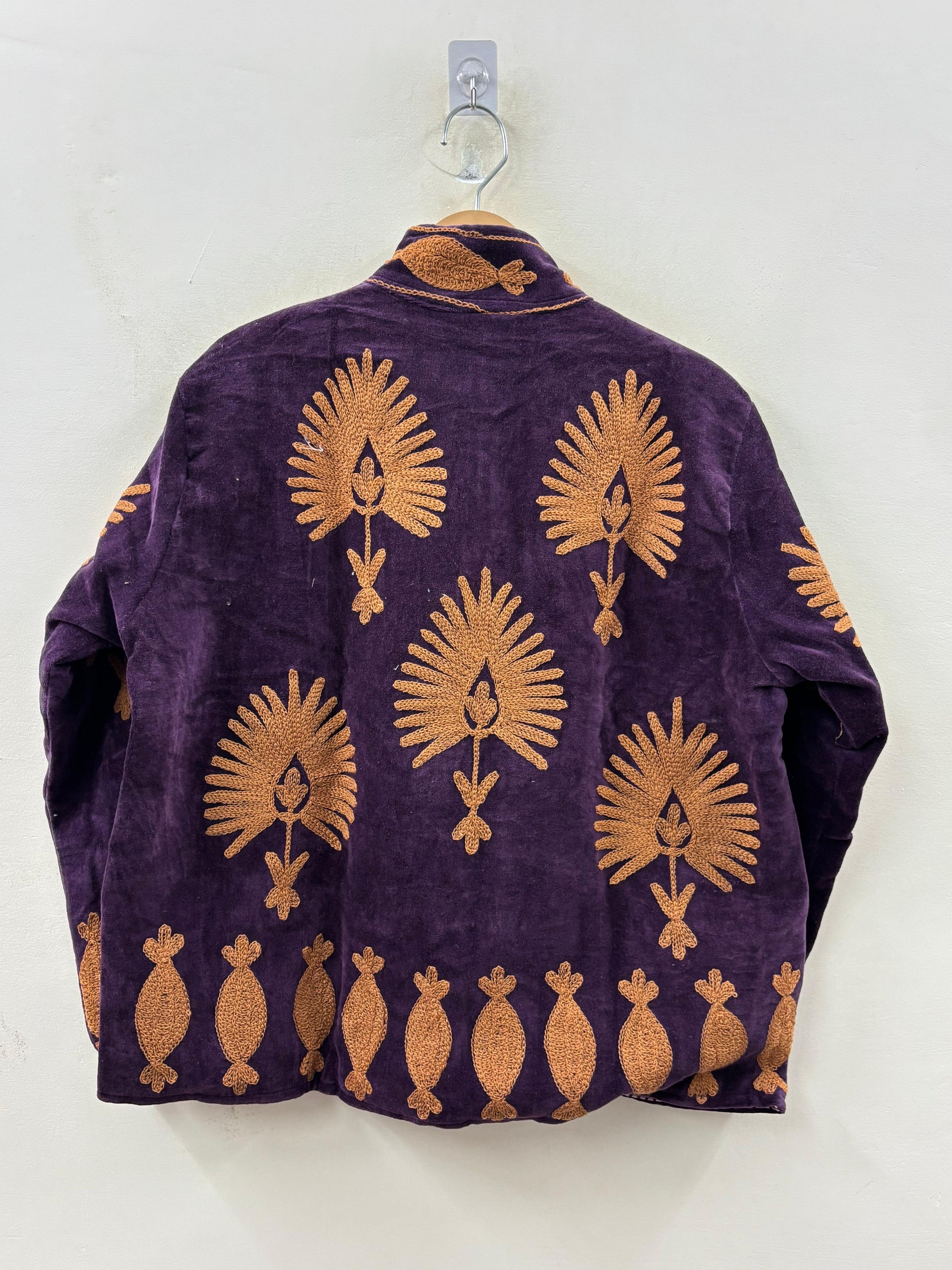 The Amethyst Darbar — Suzani Hand-Embroidered Velvet Jacket — Deep Violet & Saffron Gold - Default Title - Zoshak Jacket