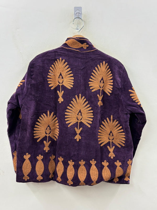 The Amethyst Darbar — Suzani Hand-Embroidered Velvet Jacket — Deep Violet & Saffron Gold - Default Title - Zoshak Jacket