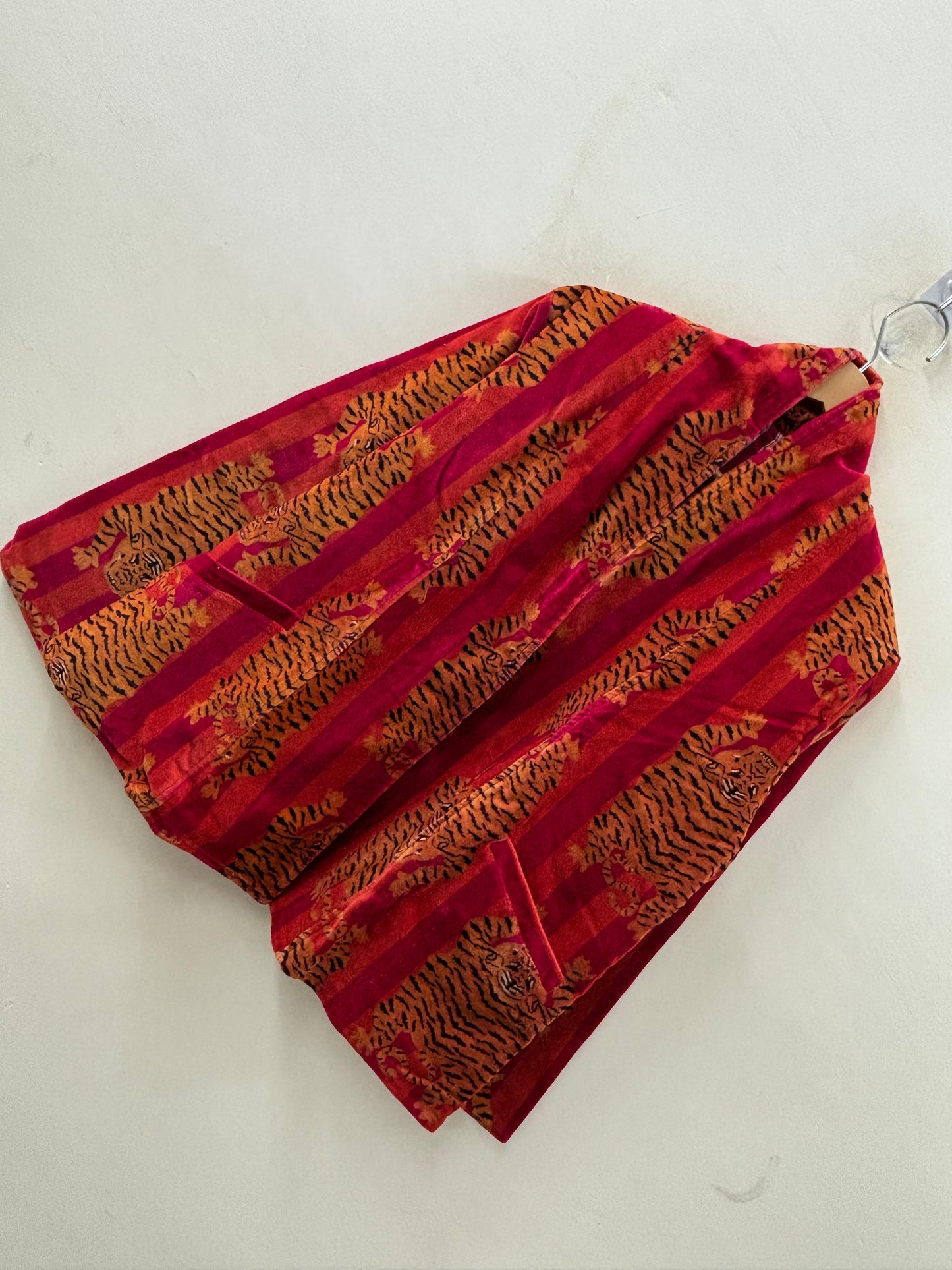 The Tiger Durbar — Velvet Printed Jacket — Saffron & Magenta - Default Title - Zoshak Jacket