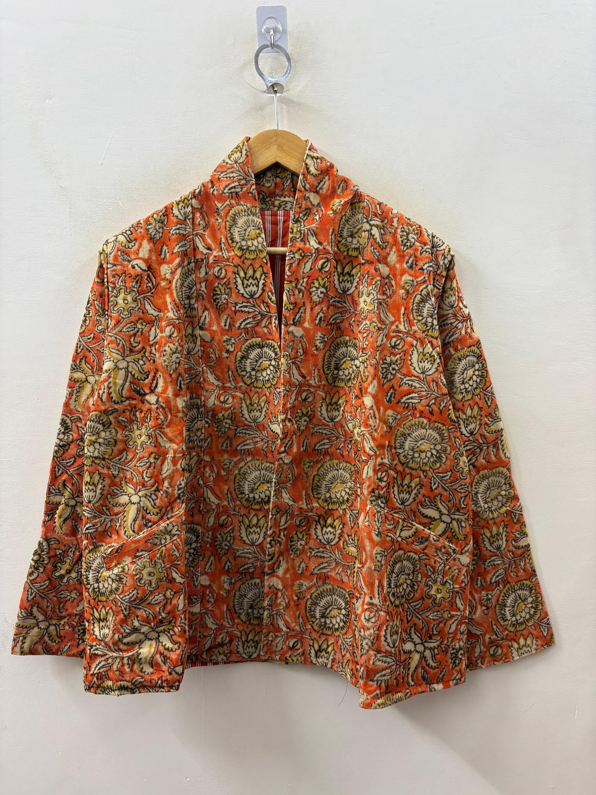 The Marigold Bloom — Hand-Embroidered Corduroy Jacket — Burnt Orange - Default Title - Zoshak Jacket